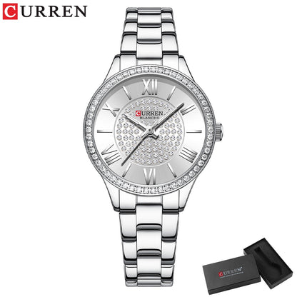 CURREN Relojes Para Mujer De La Marca Original Moda Casual Deportes Cuarzo Acero Inoxidable Impermeable 9084
