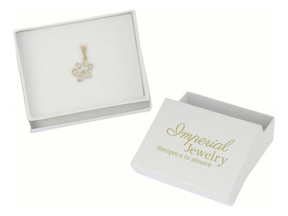 Dije De Huella De Perro Con Zirconia En Oro 10k 1.30 Gr