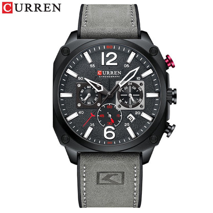 CURREN Reloj Para Hombre Marca Original Multifuncional Puntero Luminoso De Cuero Casual Impermeable Deportes De Negocios Cuarzo CR98LX