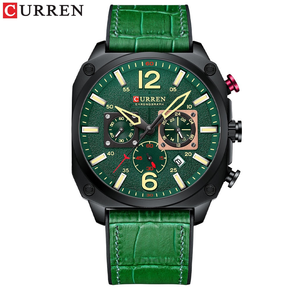 CURREN Reloj Para Hombre Marca Original Multifuncional Puntero Luminoso De Cuero Casual Impermeable Deportes De Negocios Cuarzo CR98LX