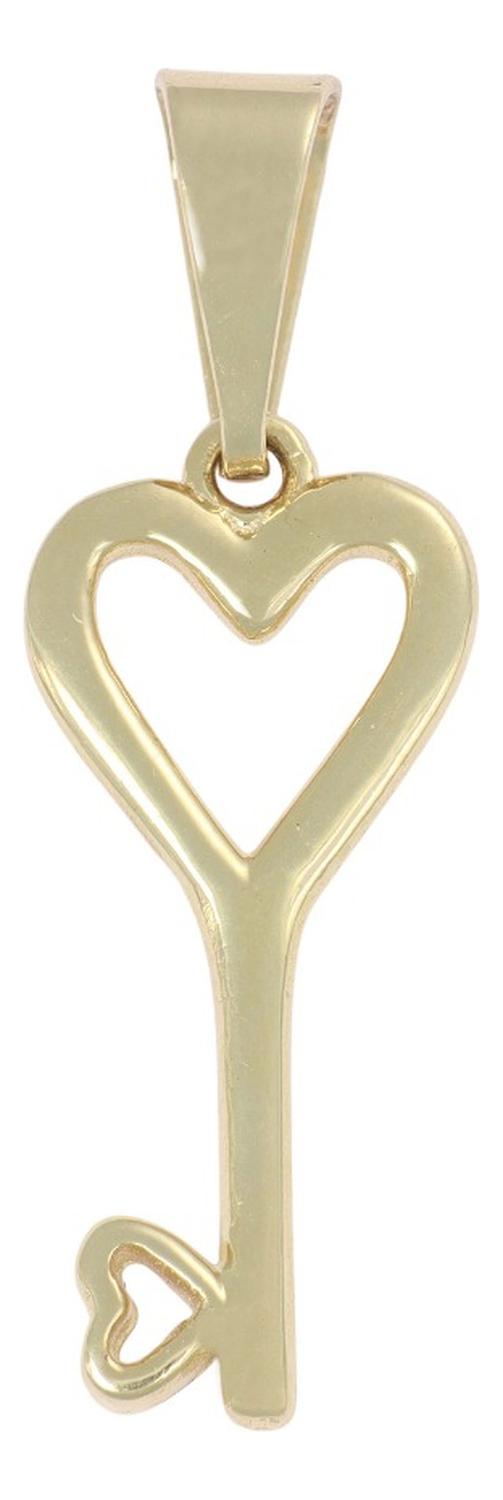 Dije De Llave En Forma De Corazón En Oro 10k 1.3 Grm