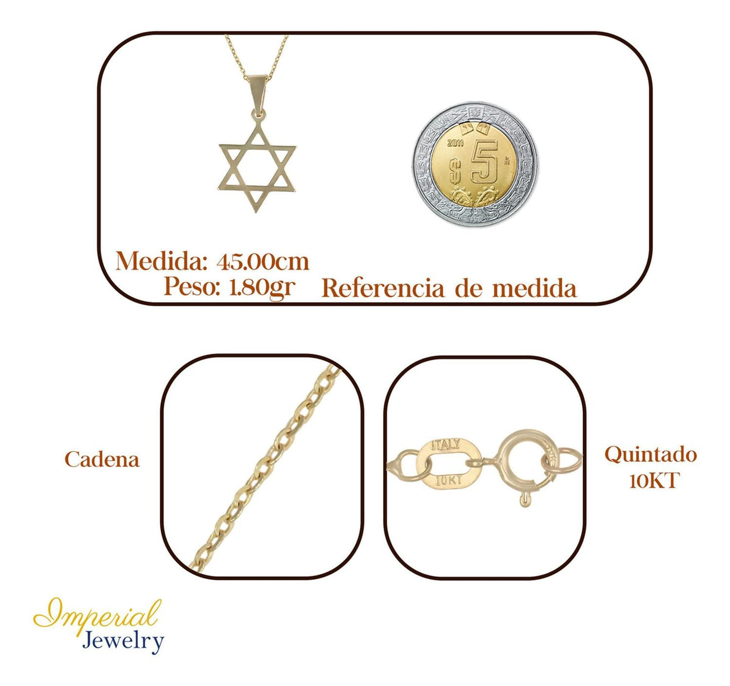 Collar Para Mujer De Oro De 10k De La Estrella De David