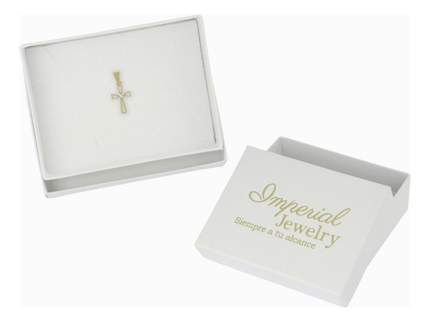 Dije De Cruz Con Un Punto Diamantado En Oro 10k 0.6 Grm