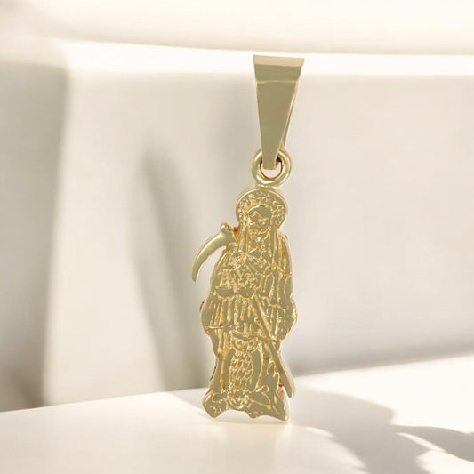 Dije De La Santa Muerte En Oro De 14k De 2.7 Cm