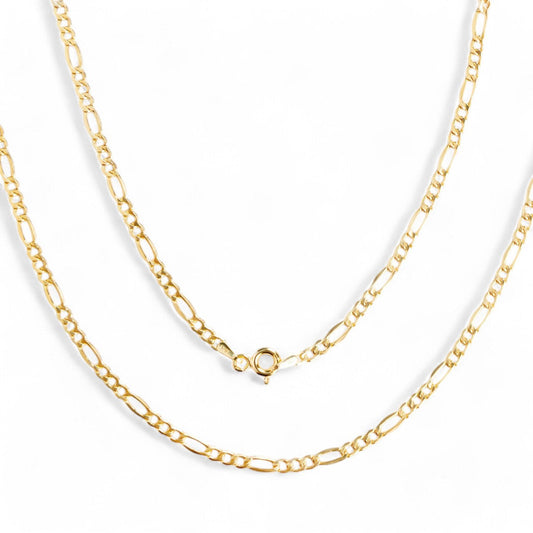 Cadena Italiana Figaro Solida De 10 Quilates 2.6 Mm, 60 Cm