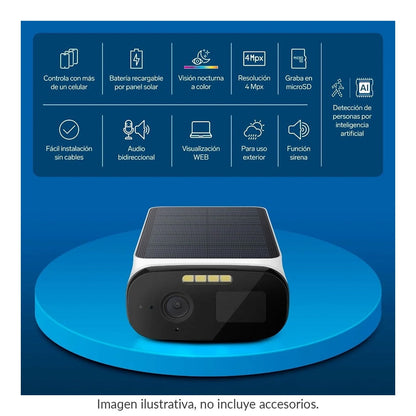 Cámara Steren de Seg Wi-Fi 4 Mpx c/Panel Solar