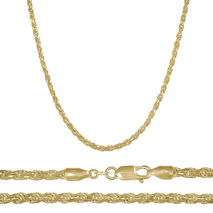 Cadena De Plata 925 Torsal De Calibre 2.8 Mm, en 4 Colores