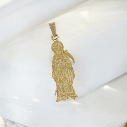 Dije De La Santa Muerte En Oro De 10k De 3.5 Cm