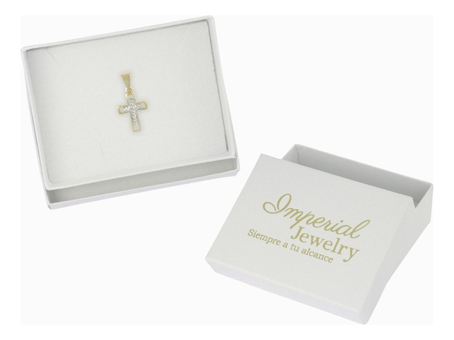 Dije En Figura De Cruz Diamantada En Oro 10k 0.8 Grm