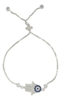 Pulsera De Plata 925 De Mano De Fatima Con Zirconia