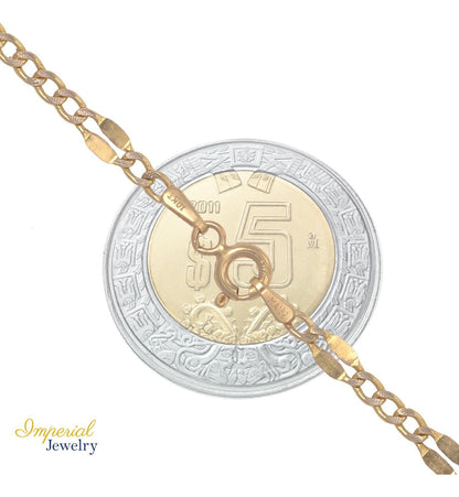 Pulsera Italiana 3x1 Serpentina De 10 Quilates 2mm, 21.5cm