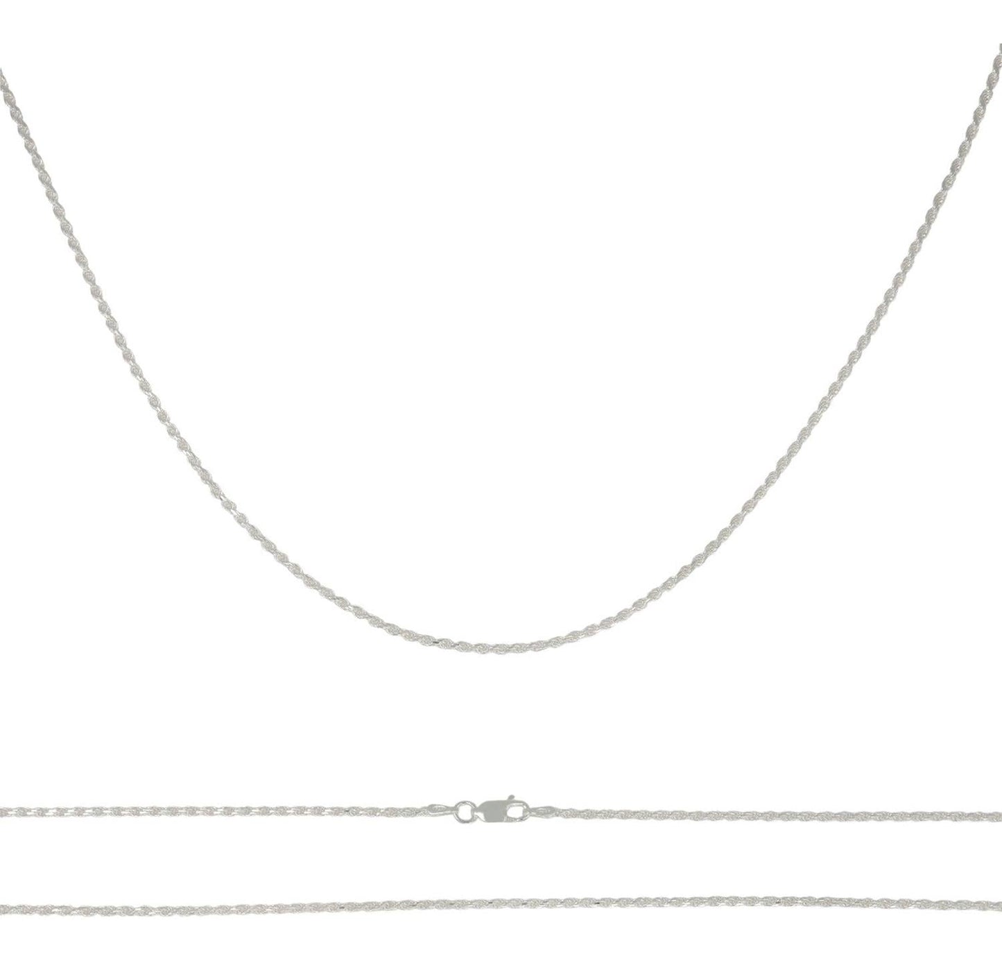 Cadena Torsal De Plata Ley 925 Diamantada De 60 Cm De 2mm