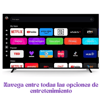 Q-touch - Pantalla Smart TV LED Smart FHD de 40 Sistema Whale Os Dolby Audio 60 HZ 3 HDMI 2 USB