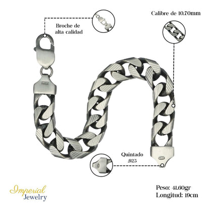 Pulsera De Plata 925 Cubana 19cm Calibre 10.7mm Italiana