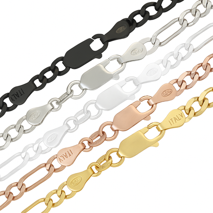 Cadena De Plata 925 Estilo 3x1 Figaro Calibre 4.1mm en 5 colores