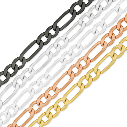 Cadena De Plata 925 Estilo 3x1 Figaro De Calibre 5.1mm en 5 colores