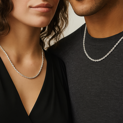 Cadena De Plata 925 Estilo Torsal De 45 Cm Calibre 3.3 Mm