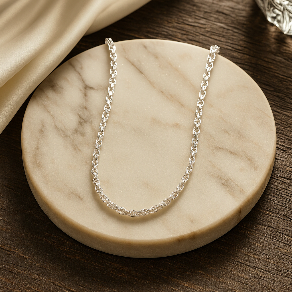 Cadena De Plata 925 Estilo Torsal De 45 Cm Calibre 3.3 Mm