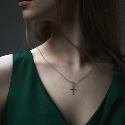 Dije Cruz de Oro 10 y 14 Quilates para Collar - Joyería Católica Ideal para Mujer, Hombre, Niña y Niño