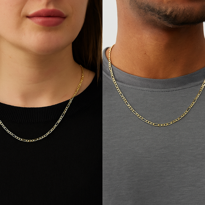 Cadena De Oro Hombre Italiana Figaro 14k Calibre 2.6 Mm