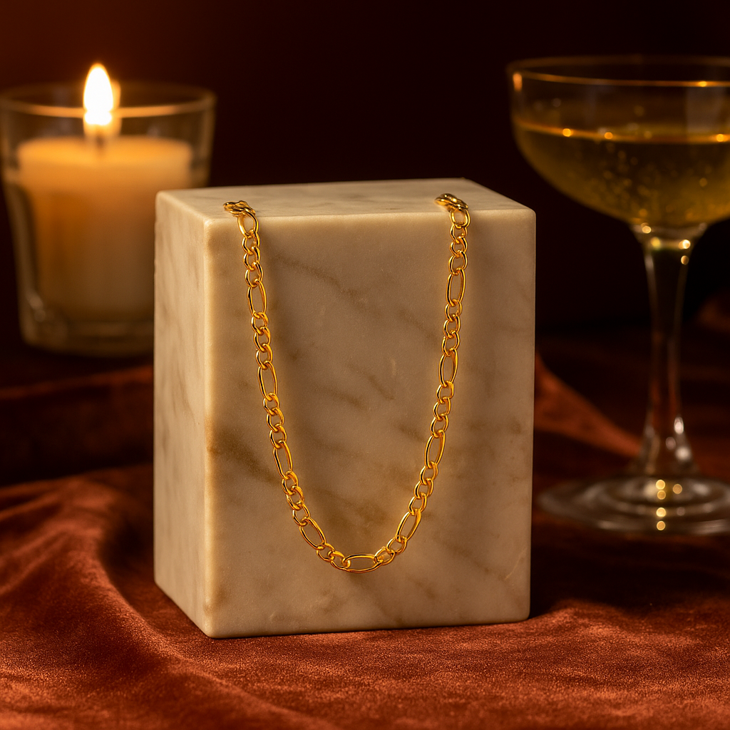 Cadena De Oro Italiano 14k, Estilo Figaro 3x1 Hueca