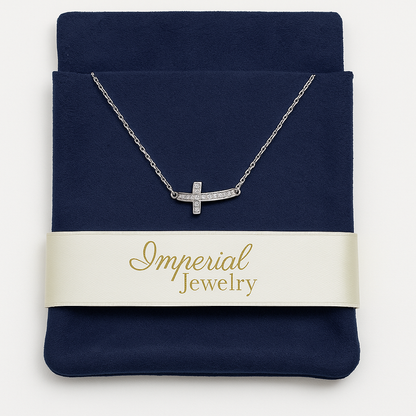 Cadena De Plata 925 Con Dije De Cruz Collar Mujer Brillante