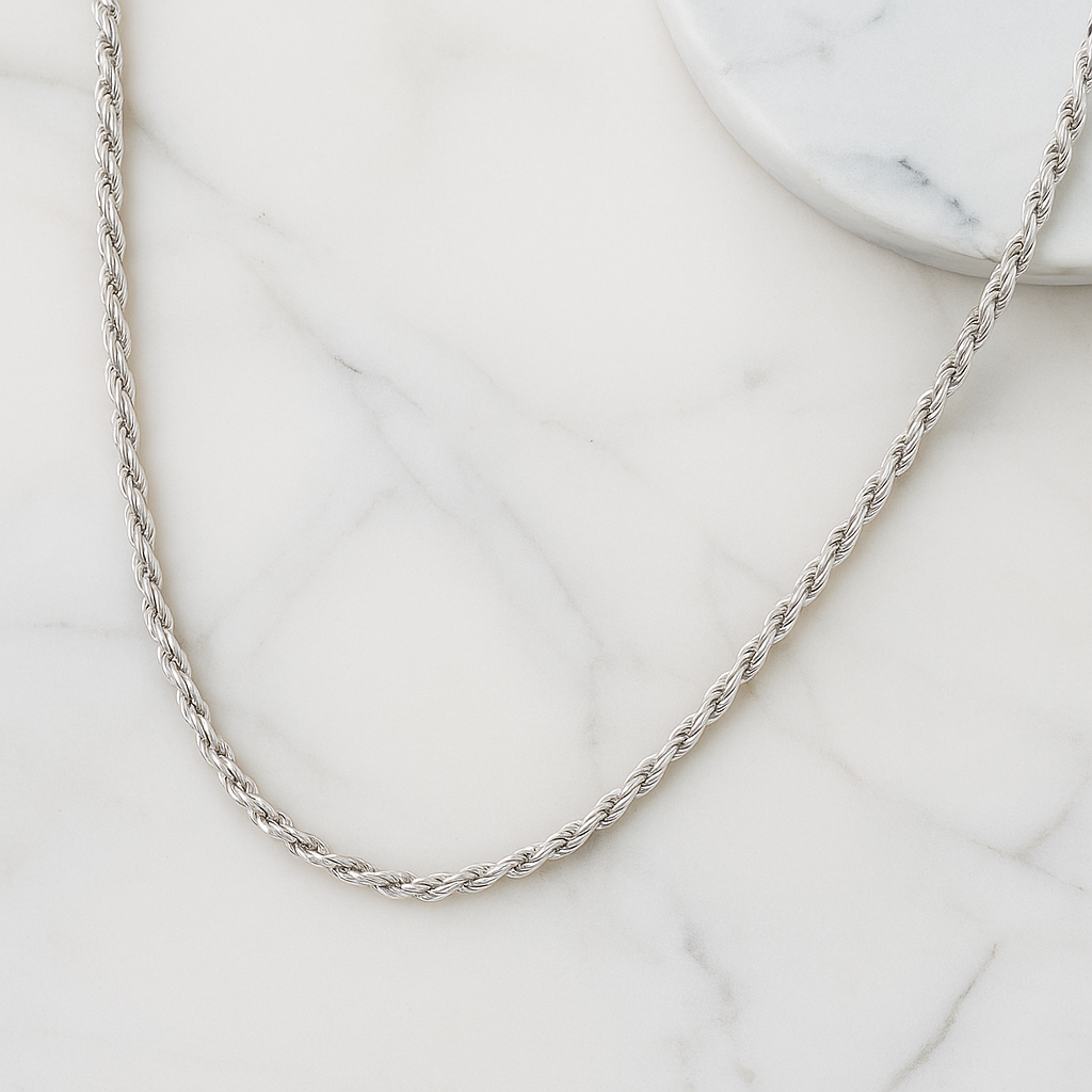 Cadena De Plata 925 Estilo Torsal De 55 Cm Calibre 4.5 Mm