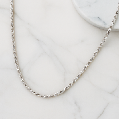 Cadena De Plata 925 Estilo Torsal De 55 Cm Calibre 4.5 Mm