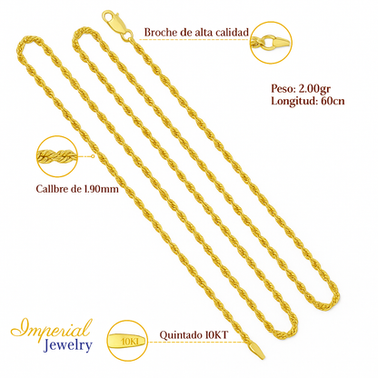 Cadena De Oro Hombre Italiano Torsal 10k Calibre 1.9mm