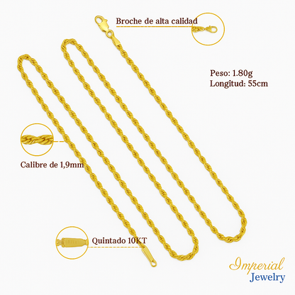 Cadena De Oro Hombre Italiano Torsal 10k Calibre 1.9mm