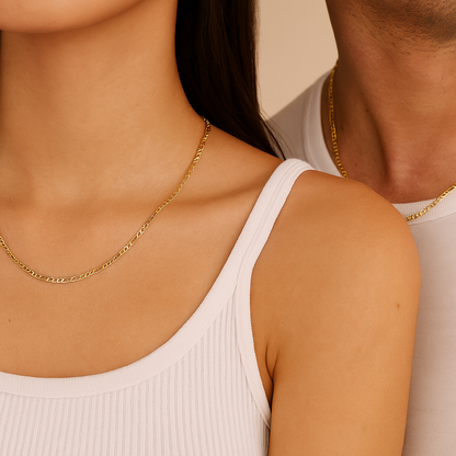 Cadena De Oro De 10k 3x1 Figaro Hueca Calibre 2.0mm