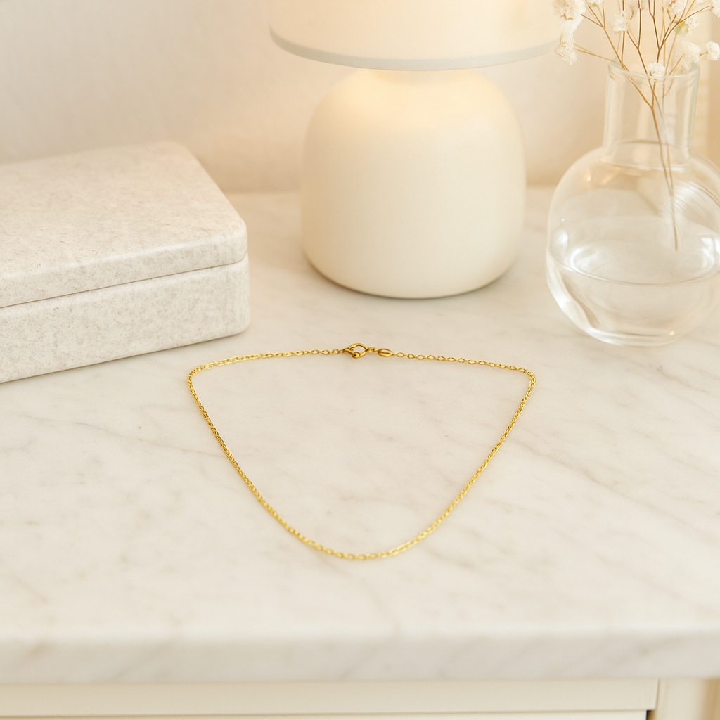 Cadena De Oro De 10k Rolo De 55 Cm Calibre 0.7mm