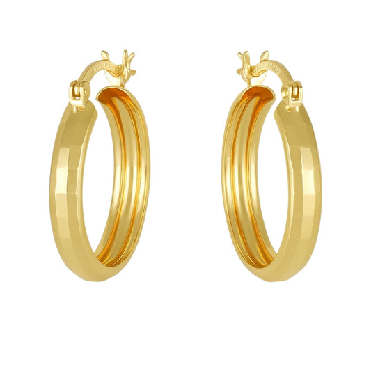 Arracada Bangle De Oro 10k Diamantado Domino, 4mm de Ancho