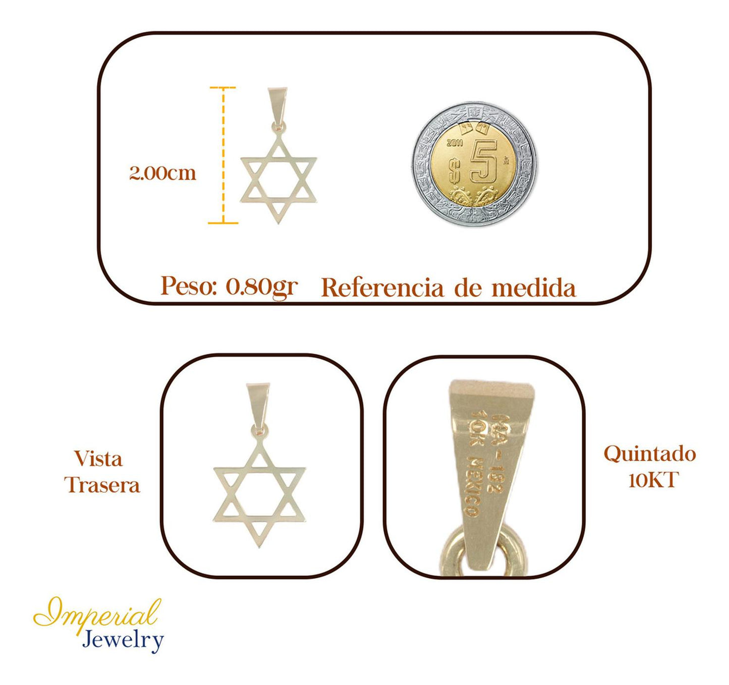 Dije De Oro De 10k De Estrella De David