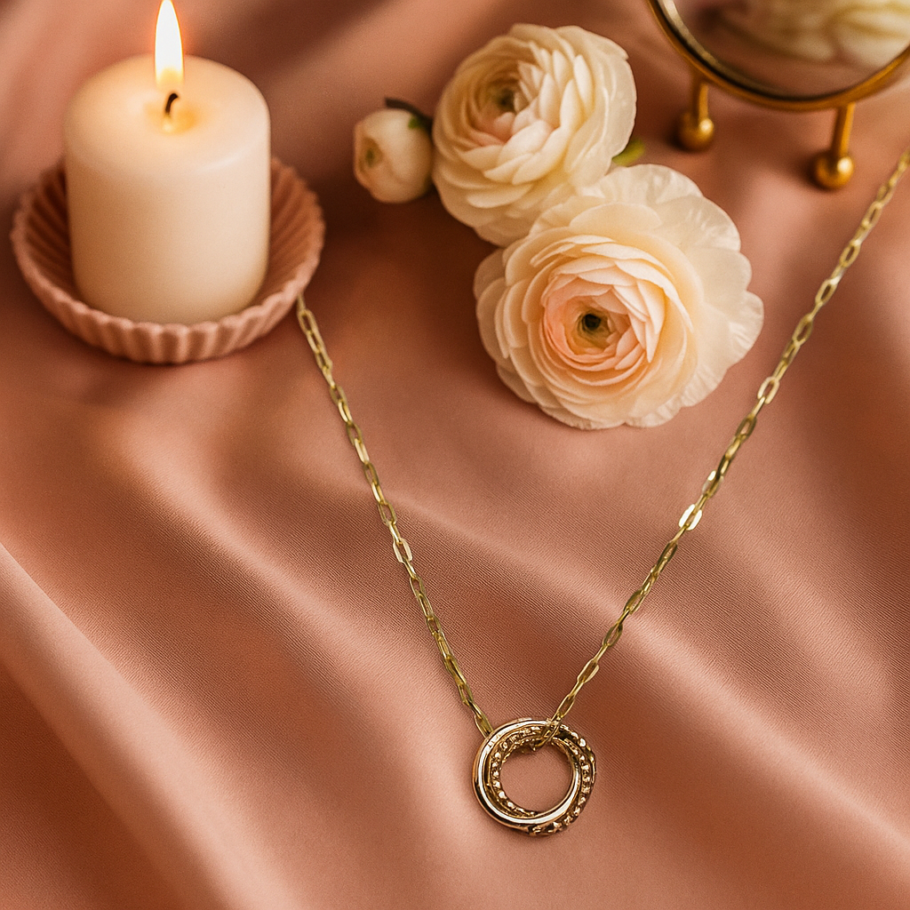 Cadena De Oro Mujer 10k Gargantilla Aro Tricolor