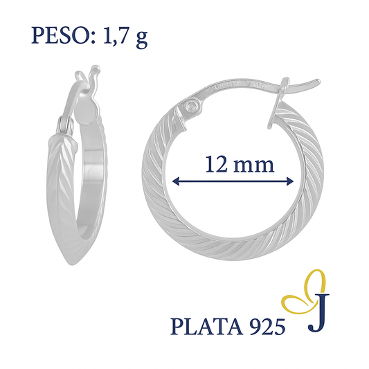 Arete De Tubo Triangular Diamantado De Plata 925 De 12mm