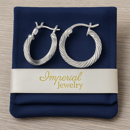 Arete De Tubo Triangular Diamantado De Plata 925 De 12mm