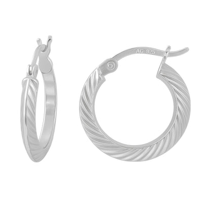 Arete De Tubo Triangular Diamantado De Plata 925 De 12mm