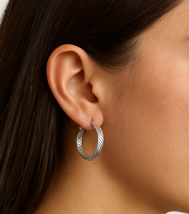 Arete De Tubo Triangular Diamantado De Plata 925 De 12mm