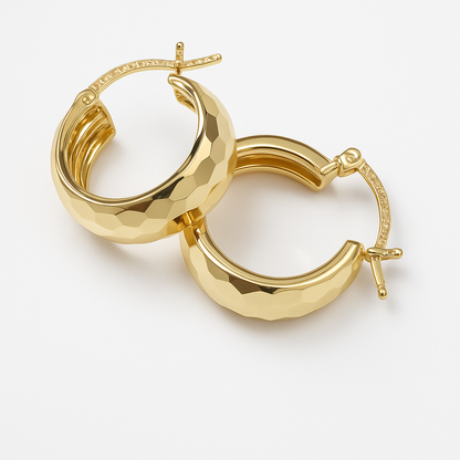 Arracada Oro 10k Bangle Diamantada De 12mm Rombo