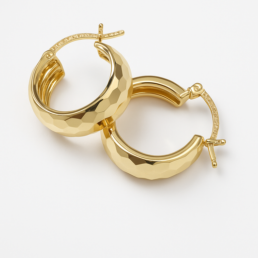 Arracada Oro 10k Bangle Diamantada De 12mm Rombo