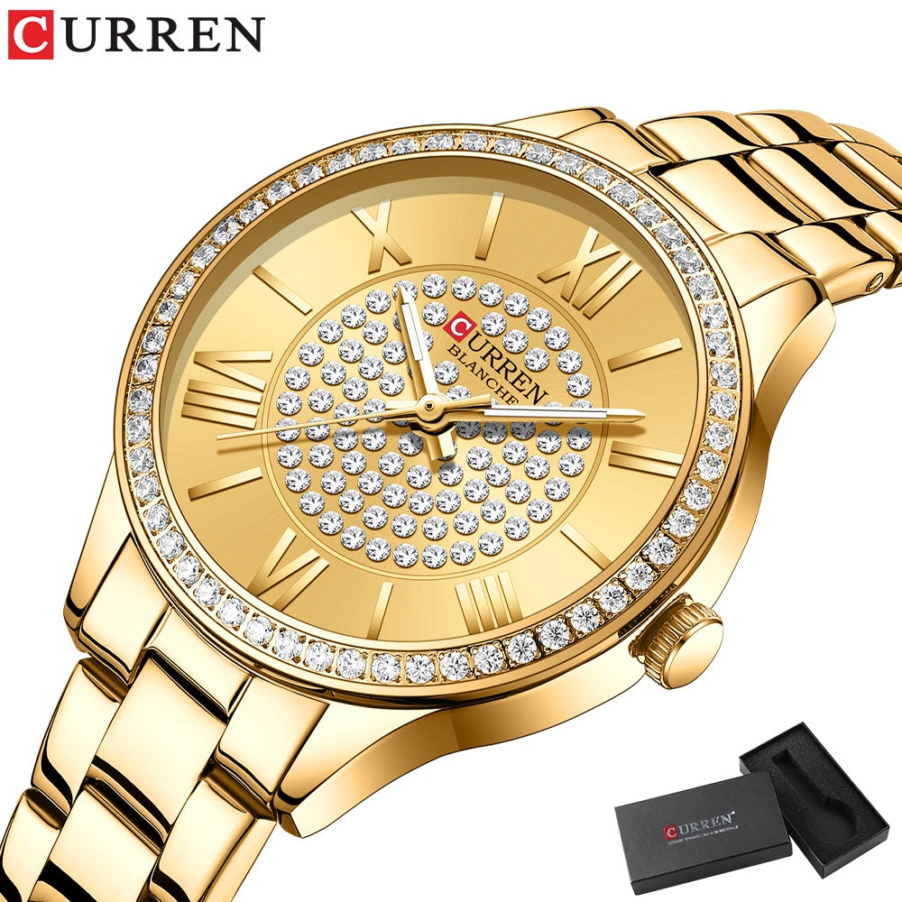 CURREN Relojes Para Mujer De La Marca Original Moda Casual Deportes Cuarzo Acero Inoxidable Impermeable 9084
