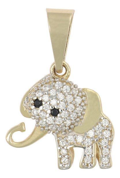 Dije De Elefante Con Zirconia En Oro De 10k 1.5 Grm