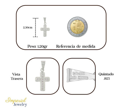 Dije De Plata Ley 925 De Cruz Con Zirconia