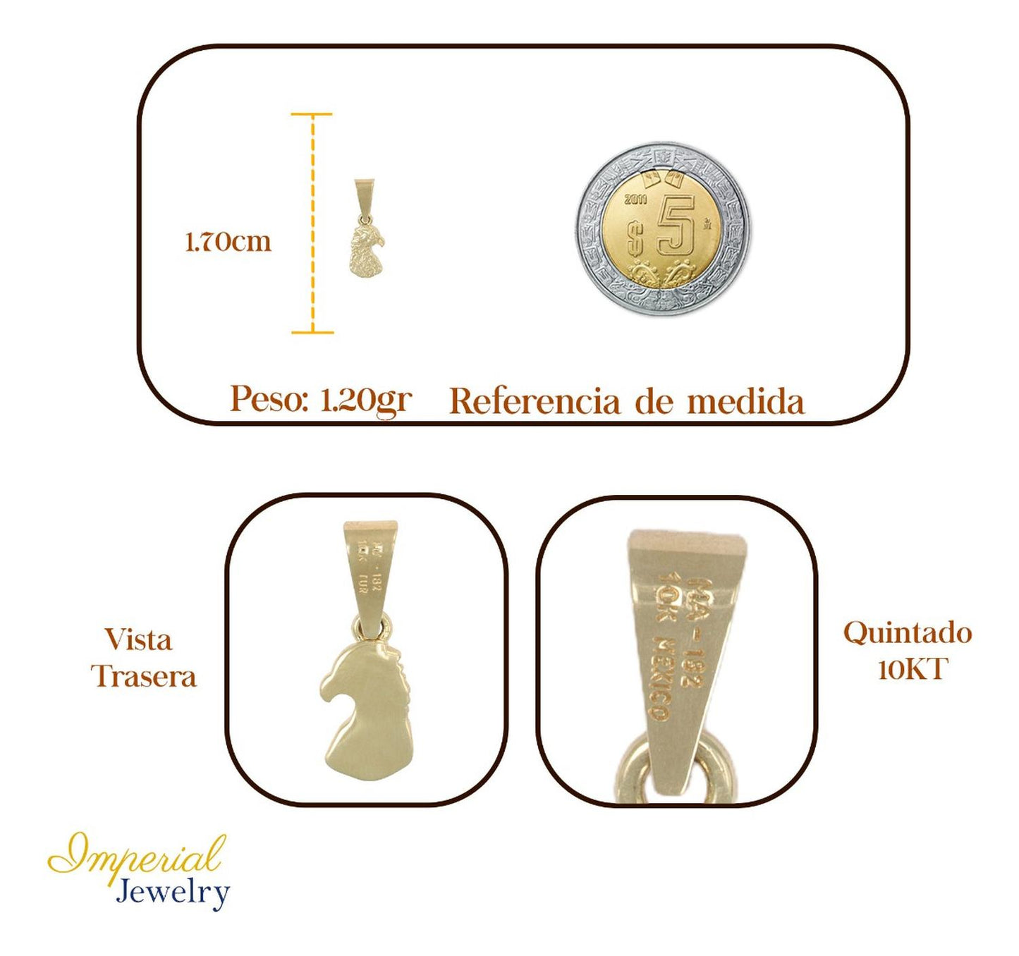 Dije En Figura De Rostro De Aguila 10k 1.3 Grm