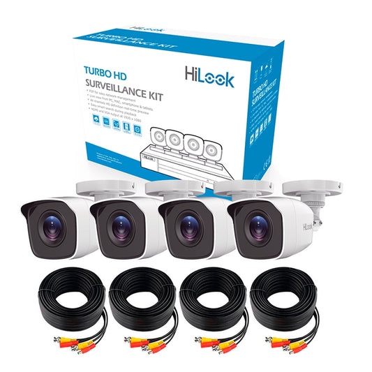 Kit Cámaras de Seguridad de 4 Cámaras Full HD 1080p Bala Blanco Metálicas