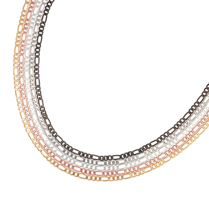 Cadena De Plata 925 Estilo 3x1 Figaro Calibre 4.1mm en 5 colores