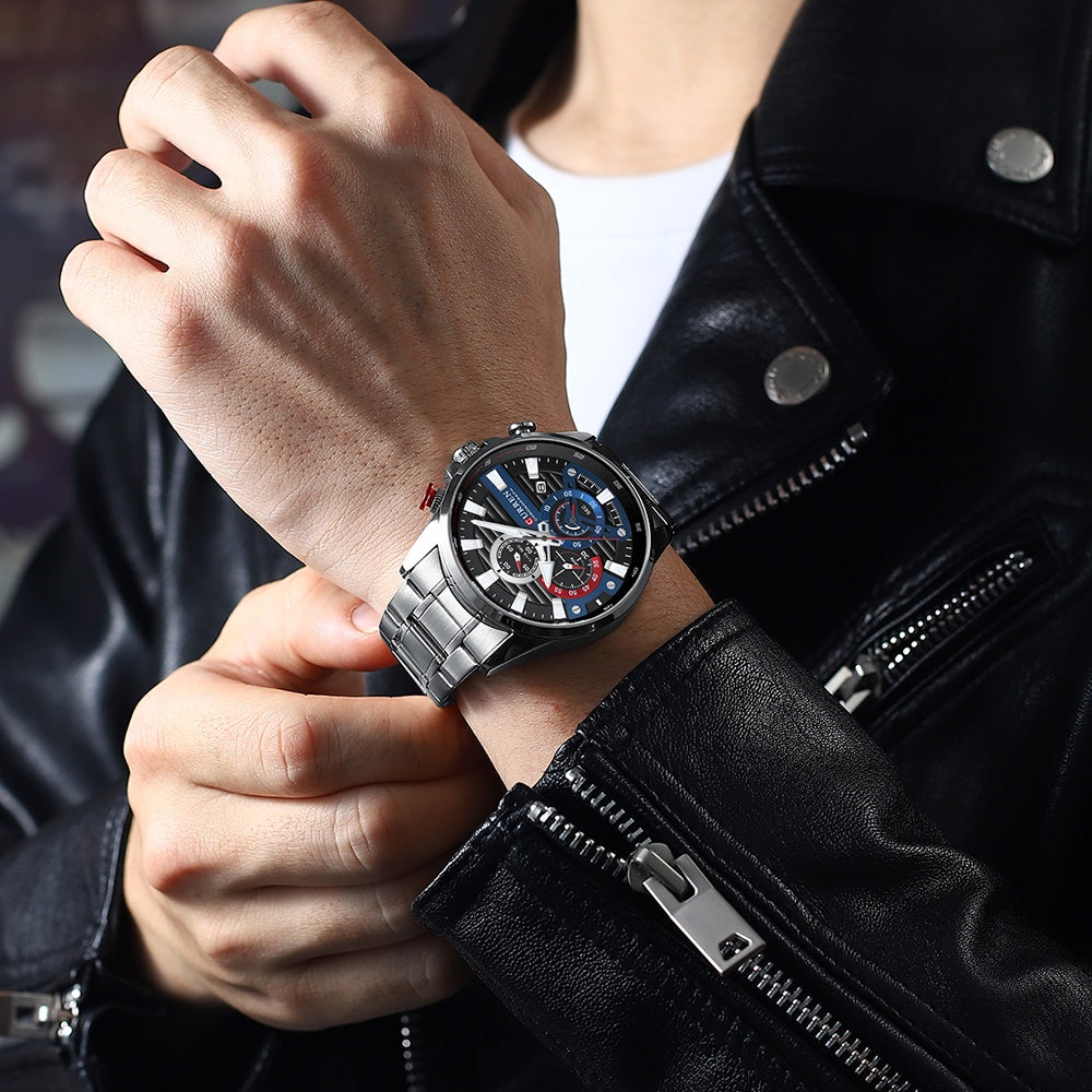 Reloj Original CURREN Para Hombre Nueva Moda Casual De Negocios Retro Militar Deportes De Acero Inoxidable Cuarzo Impermeable 8415 x