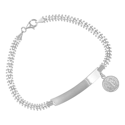 Pulsera De Plata 925 Estilo Petatillo Para Mujer Con Medalla