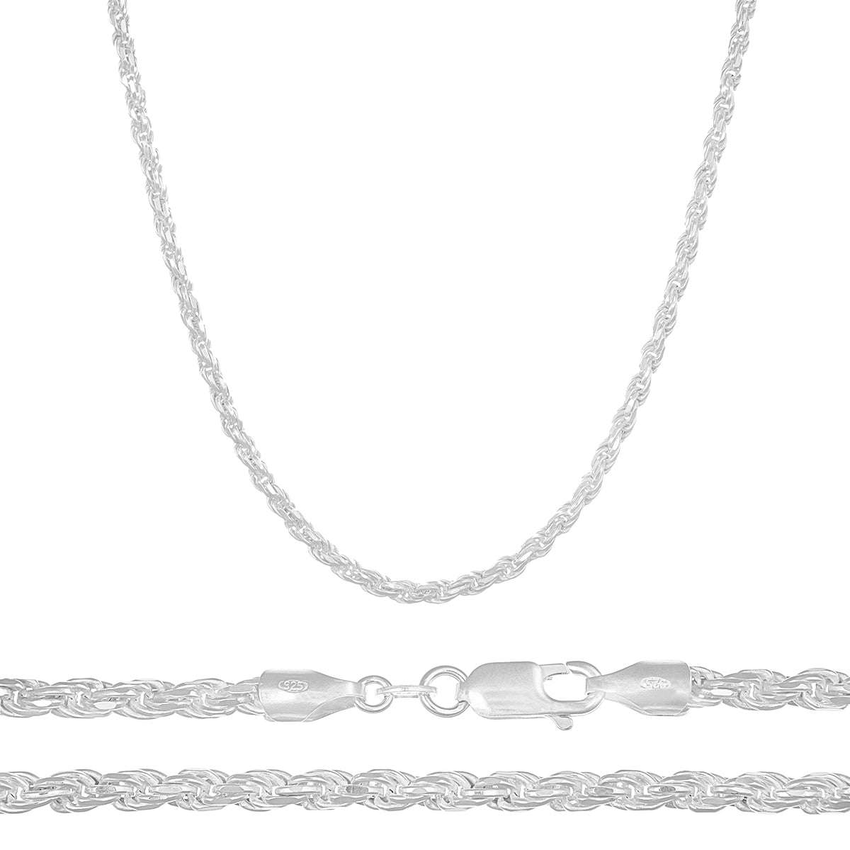 Cadena De Plata 925 Estilo Torsal De Calibre 4.5 Mm